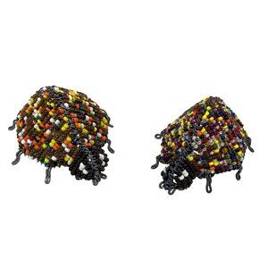 African Wire Beaded Beetles Bugs Pair Set Handcrafted South Africa Art Décor